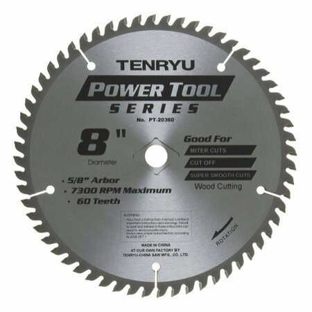 TENRYU 8in Panel-Saw Blade 60T 5/8 KO Arbor PT-20360